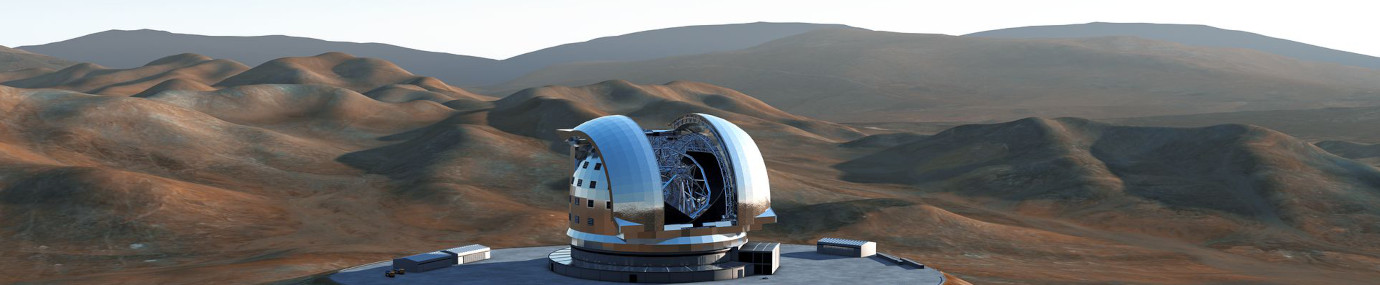 An aerial virtual view of mountains and the Extremely Large Telescope from European Southern Observatory